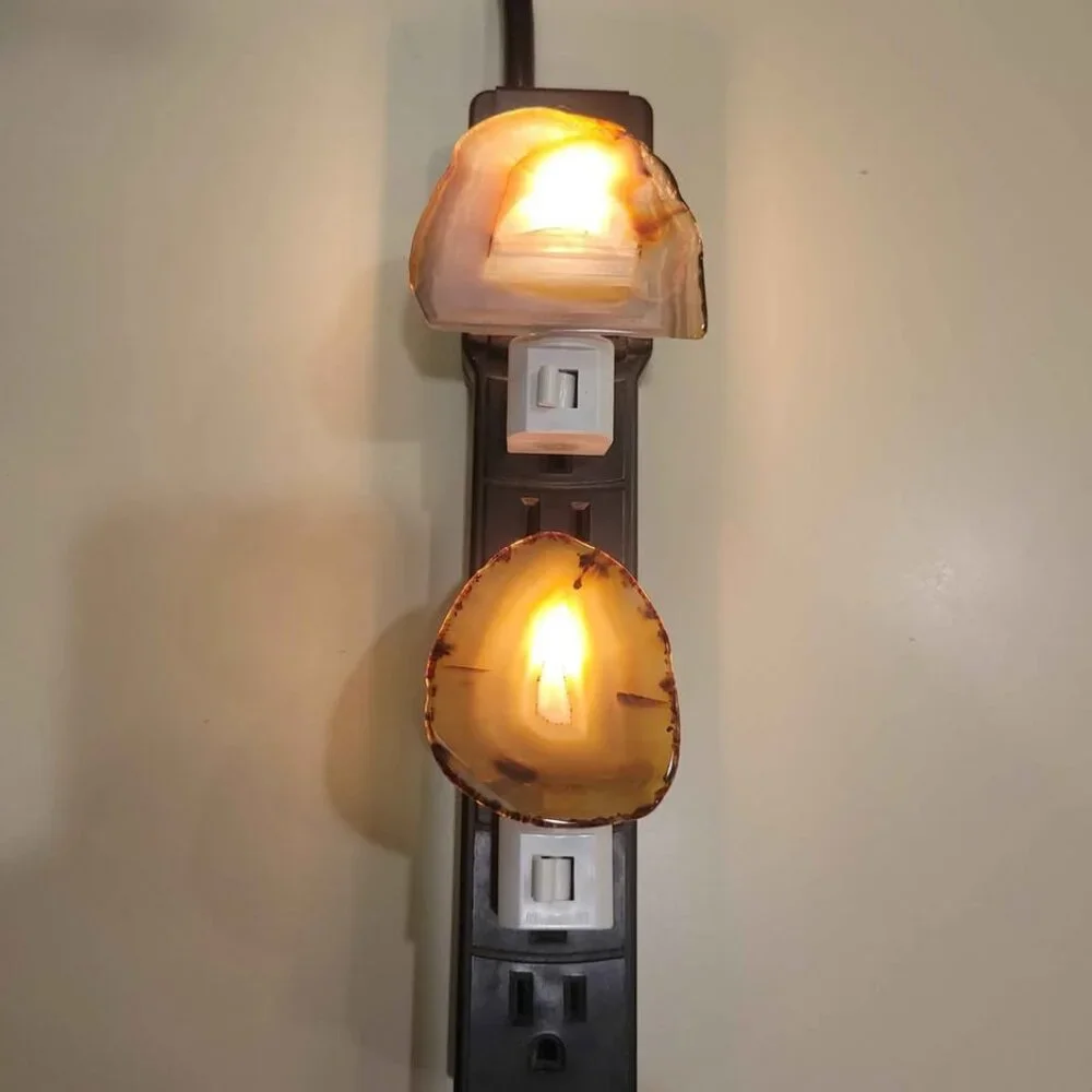 Sliced Montana Agate Night Lights. $17 each. Very Unique, One Of Kind.